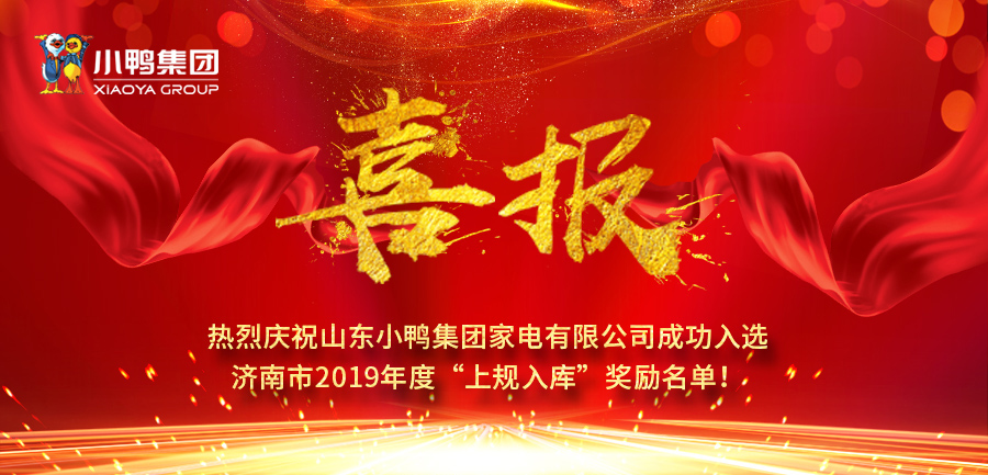 山东小鸭集团家电有限公司成功入选济南市2019年度“上规入库”奖励名单！